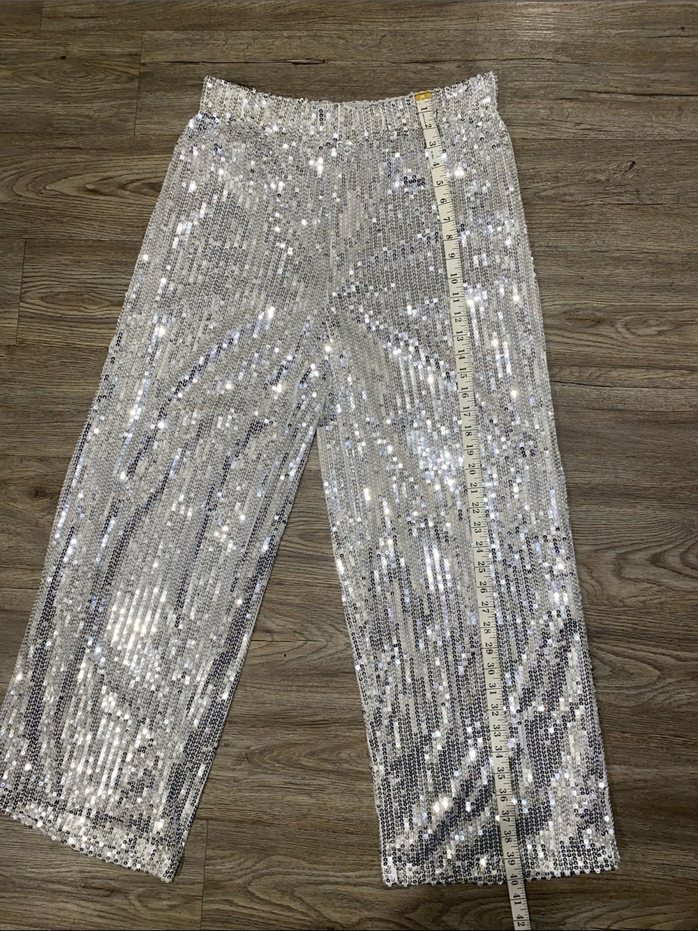 Esmara Silver Sequin Wide-Leg Pants NWT Size L 12/14 - Picture 5 of 7